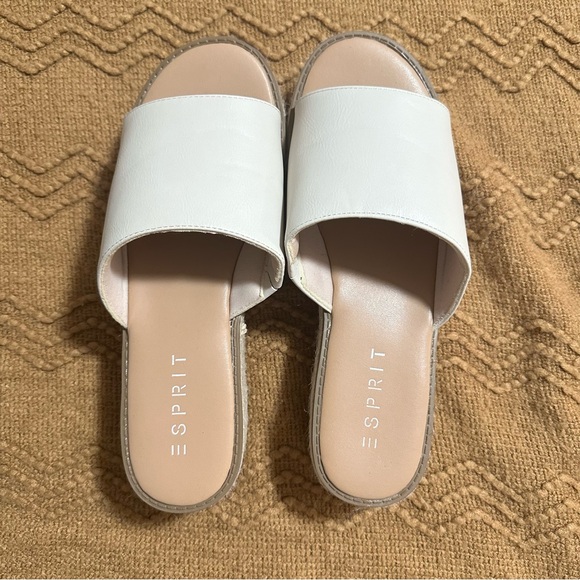 Esprit Women’s White and Tan Espadrille Slides bohemian look size 10 - Picture 1 of 4